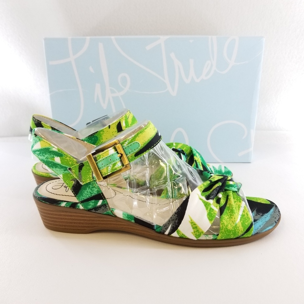 LIFESTRIDE Monaco Green Blue Palm Sandals Sz 7.5 M - Picture 6 of 8